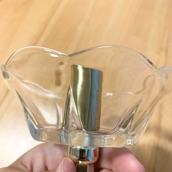 Set of 2 Brass and Glass Candlesticks - Picture 7 of 8